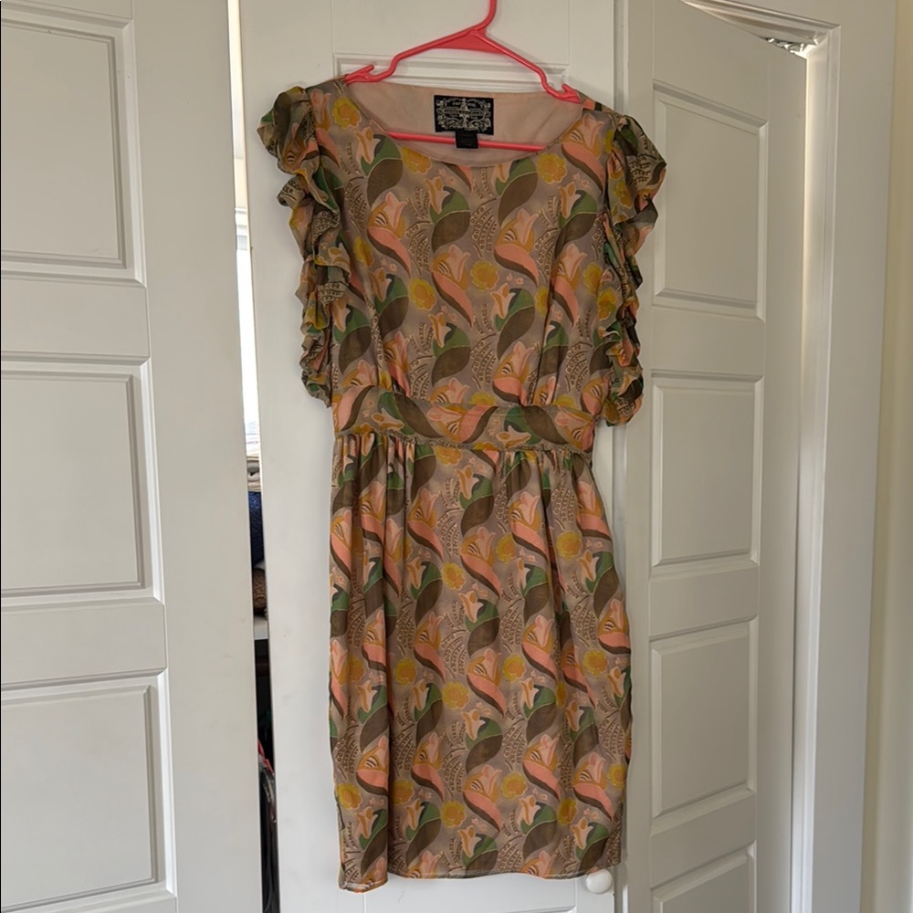 James Coviello Floral Ruffle Sleeve Dress